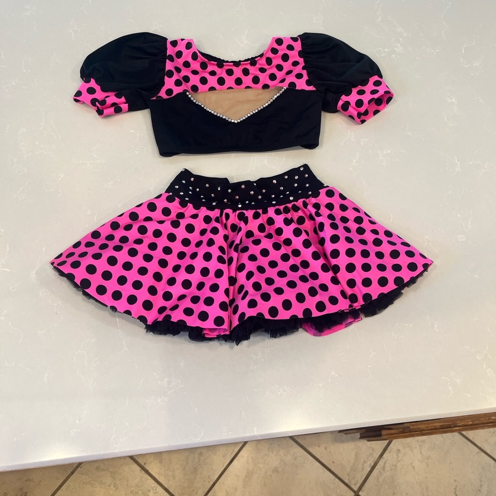 Pink and Black Polka Dot Dance Costume